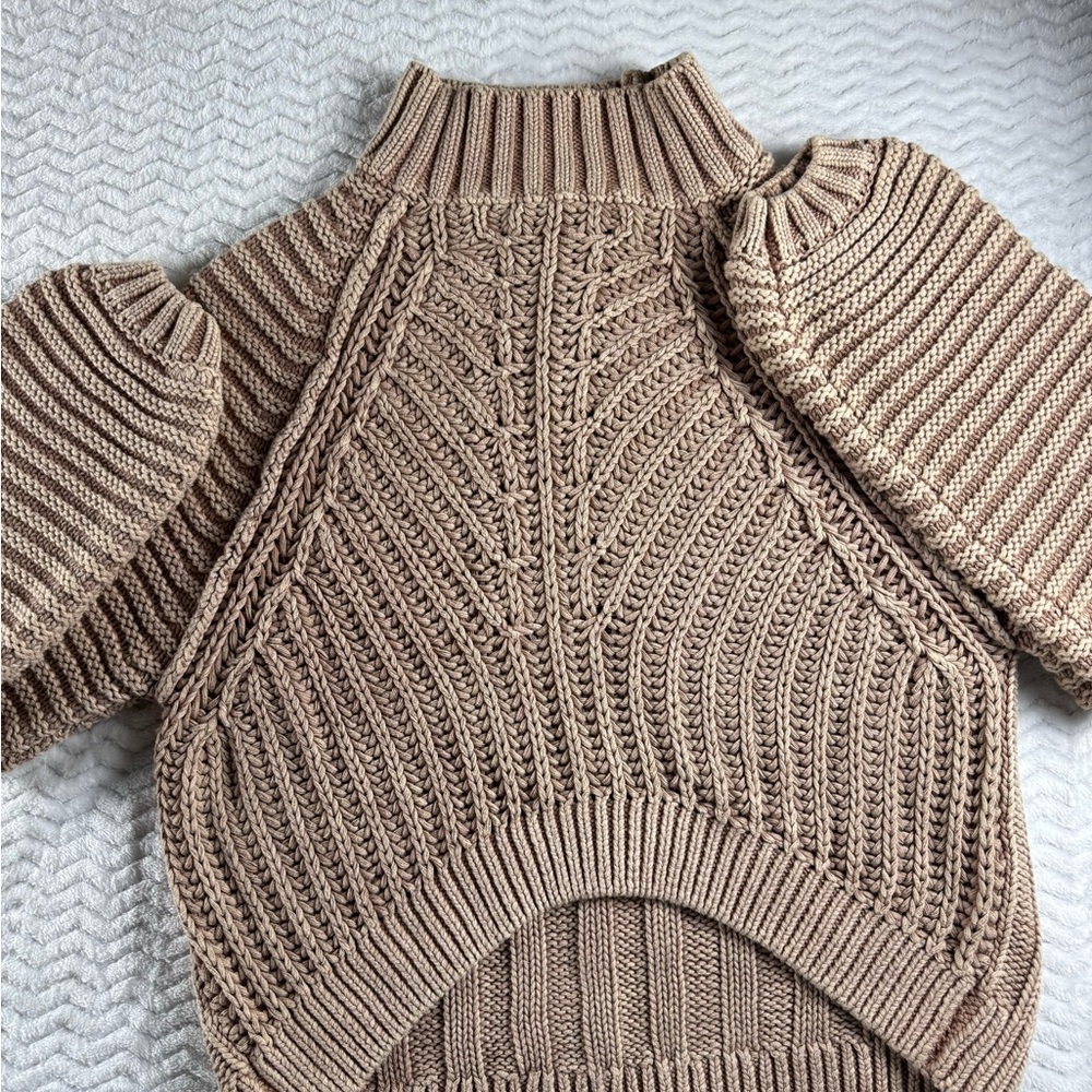 Free People Sweetheart Sweater in Sandcastle Chunky Knit Mockneck Size Small - Picture 8 of 13